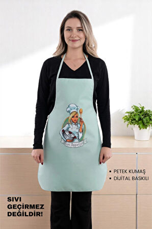 Siyah Chef Leke Tutmaz Kumaş Mutfak Önlüğü