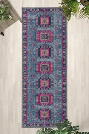Vintage 221 Gri Mutfak Halısı Yıkanabilir Kaymaz Leke Tutmaz Dijital Baskı