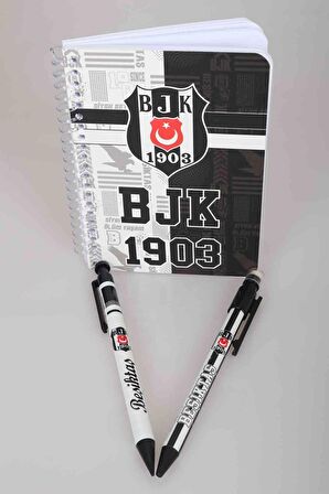 LİSANSLI BEŞİKTAŞ SERT KAPAK BLOKNOT VE VERSATİL UÇLU KALEM 0.7 MM 2'LİSİ