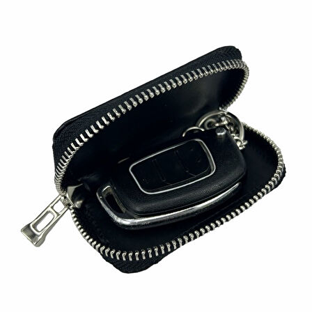 Hakiki Deri Otomobil Anahtarlığı Araba Anahtar Kılıfı Siyah