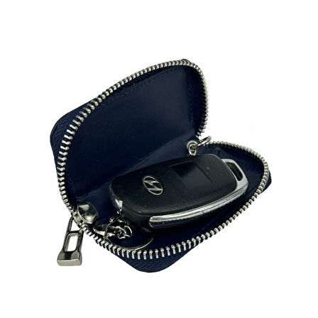 Hakiki Deri Otomobil Anahtarlığı Araba Anahtar Kılıfı Lacivert