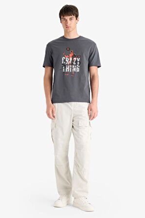 DeFacto %100 Pamuk Deadpool Regular Fit Bisiklet Yaka Kısa Kollu Tişört E3263AX25SMAR104