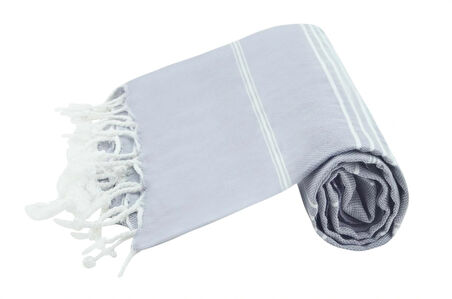 GRVTANIUM Açık Gri %100 Pamuk 180x100cm Peştemal Püsküllü Banyo,Plaj,Hamam Havlusu Kese Hediyeli M2