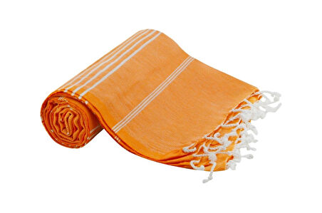 GRVTANIUM Turuncu %100 Pamuk 180x100cm Peştemal Püsküllü Banyo,Plaj,Hamam Havlusu Kese Hediyeli M2