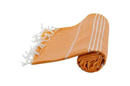 GRVTANIUM Turuncu %100 Pamuk 180x100cm Peştemal Püsküllü Banyo,Plaj,Hamam Havlusu Kese Hediyeli M2