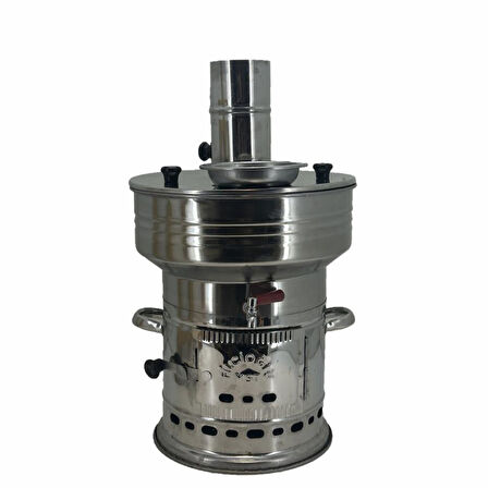 Paslanmaz 304 Çelik 7 litre Demlikli Semaver