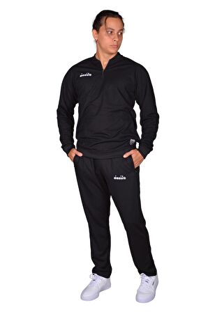 Diadora Nacce 22 - Erkek Siyah Yarım Fermuarlı Eşofman Takımı - Nacce22-ANT