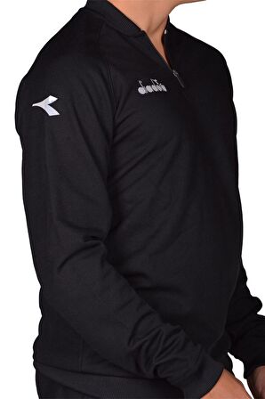 Diadora Nacce 22 - Erkek Siyah Yarım Fermuarlı Eşofman Takımı - Nacce22-ANT