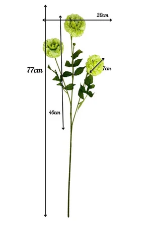 Yapay Çiçek Kasımpatı YEŞİL Uzun Dal 3 Çiçekli 77Cm