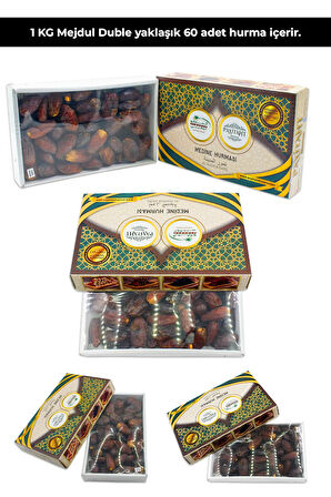 Medine Mejdul Hurma 1,5kg Iri Boy Şekersiz Acve (MEDİNE PEYGAMBER HURMASI) 1,5kg Yeni Mahsül Set3kg