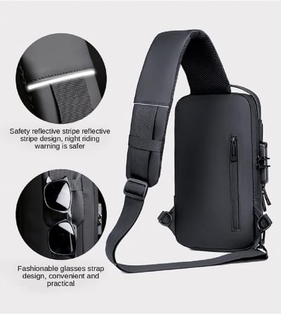 Newish Polo Bodybag Sling Sırt ve Göğüs Çantası Siyah