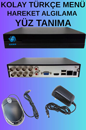 SNRELK HAMA 8 KAMERALI WARM LIGHT 5MP 1TB RENKLİ GÜVENLİK KAMERASI SET