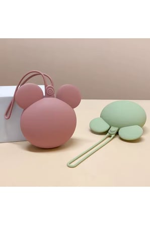 Mickey Mouse Silikon Emzik Kutusu - Emzik Saklama Kabı - Hijyenik ve Askılı Tasarım (Yeşil)