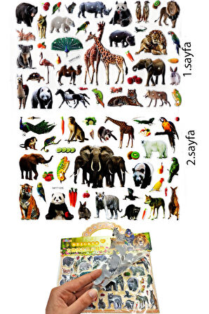 Sticker Kabartmalı Çantalı iki Sayfalı Sticker Seti (SW-024) - 24x15 cm - Orman Hayvanları