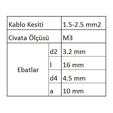 GYU302 Yuvarlak Uçlu İzoleli Kablo Ucu 20 Adet