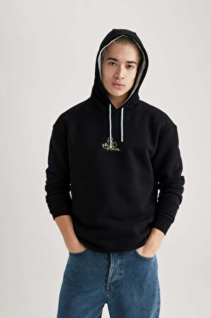 DeFacto Disney Mickey & Minnie Boxy Fit Kapüşonlu Sweatshirt B5510AX24SPBK81