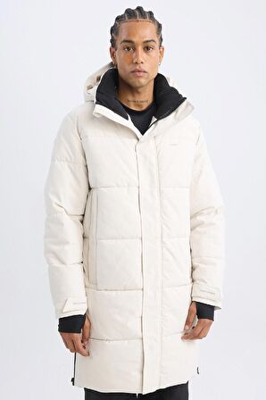 DeFactoFit Su Geçirmez Uzun Mont Parka Fermuarlı Çıtçıtlı Cepli Su İtici Kapüşonlu C6064AX24WNBG715