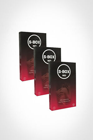 S-BOX 1 PAKET 12 Lİ KONDOM RED KABARTMA YÜZEYLİ PREZERVATİF