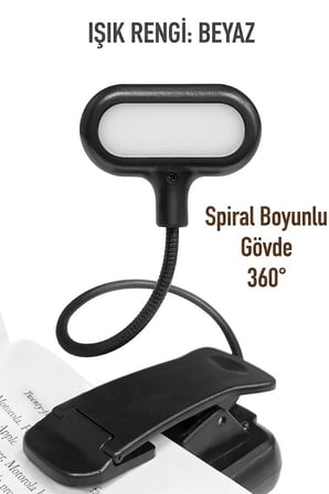 Ledli Klipsli Mini Kitap Okuma Lambası Mandallı Pilli Masa Lambası Kitap Okuma Işığı Akrobat Kıskaçl