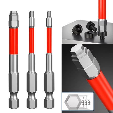 3'lü Set S3 Titanyum Kaplama Altıgen Alyan Tornavida Ucu 1,5-6 Mm Güçlü Mıknatıslı 65 Mm Matkap Ucu 