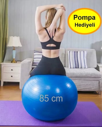 85 Cm Pilates Topu Büyük Boy Kalın Pompalı Yoga Pilates Topu Plates Topu
