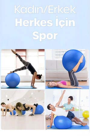 85 Cm Pilates Topu Büyük Boy Kalın Pompalı Yoga Pilates Topu Plates Topu