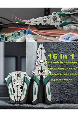 Katlanır Kompakt Tasarım Çok Fonksiyonlu Kablo Sıyırma Ve Sıkma Pensesi – Kırmızı Kablo Sıyırıcı Kab