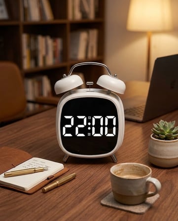 Yüksek Sesli Çalar Saat Çift Çanlı Led Ekranlı Alarm Saat Masaüstü Dekoratif Saat ( Sessiz Çalışma Ö