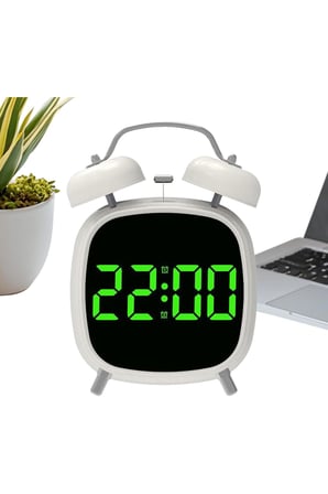 Yüksek Sesli Çalar Saat Çift Çanlı Led Ekranlı Alarm Saat Masaüstü Dekoratif Saat ( Sessiz Çalışma Ö