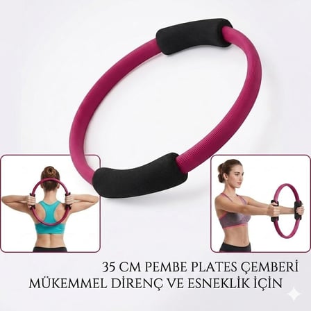 35 Cm Pilates Çemberi Sünger - Fuşya - Egzersiz Direnç Çemberi Yoga Fitness Ev Spor Aleti