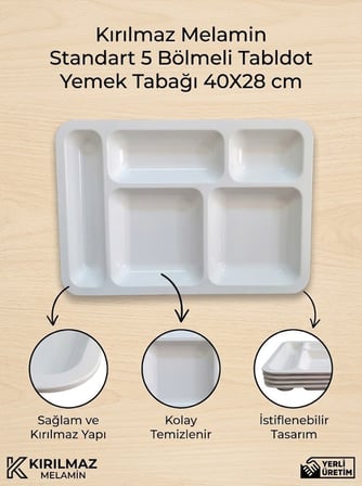Kırılmayan En Sağlıklı Malzemeden 5 Bölmeli Tabldot Tabağı Tabildot Tabilot Polikarbon Tablot Tabak
