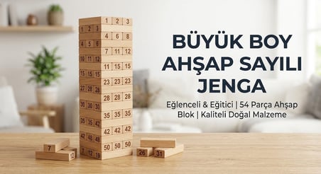 Denge Oyunu Jenga Büyük Boy 51parça Eğitici Zeka Oyunu Numaralı Jenga Oyunu Çocuklar  Ahşap Oyuncak