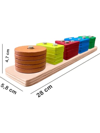 Doğal Ahşap Eğitici Oyuncak Dikdörtgen 5'Li Sütun Geometrik Şekil Ahşap Oyuncak Geliştirici Oyuncak