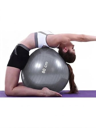 80 Cm Pilates Topu Büyük Boy Kalın Pompalı GRİ Renk Yoga Pilates Topu Plates Topu