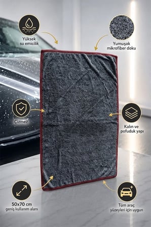 70x50 Cm Büyük Boy Mikrofiber Oto Yıkama Ve Araba Kurulama Bezi Ekstra Su Emici Temizlik Bezi
