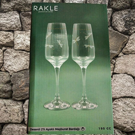  Rakle Dragonfly Desenli 2'li Ayaklı Meşrubat,Su Bardağı Seti 195 cc