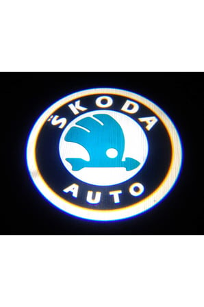 Skoda Araçlar Için Pilli Yapıştırmalı Kapı Altı Led Logo