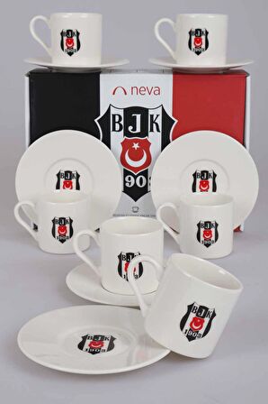 LİSANSLI BEŞİKTAŞ 6 KİŞİLİK TÜRK KAHVESİ FİNCAN TAKIMI