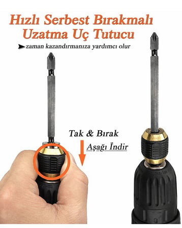 1 Adet Manyetik Mıknatıslı Matkap Ucu Bits Uç Tutucu Pratik Sök Tak Hızlı Bilyalı Manyetik Uç