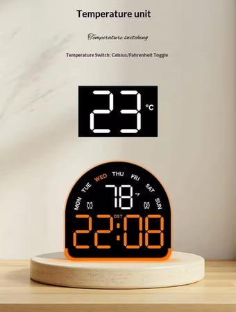 LED Dijital Alarm Saati Sıcaklık Tarih Gün Göstergeli Ortam Aydınlatmalı Çift Ekranlı Masa Saati Gec