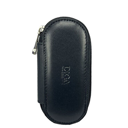 Hakiki Deri Fermuarlı Anahtarlık Şık ve Fonksiyonel Siyah