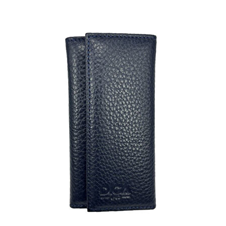 Hakiki Deri Organizer Dikey Anahtarlık Lacivert