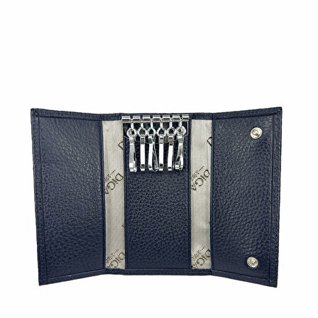 Hakiki Deri Organizer Dikey Anahtarlık Lacivert