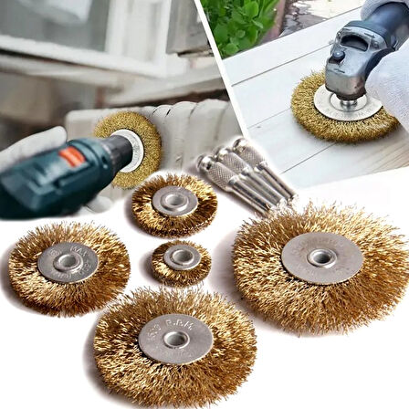 Tel Matkap Hobi Fırça 5+3 Pim 8 Parça Set Tel Fırça Seti Matkap Ucu Tel Fırça Pas Kir Boya Temizleme