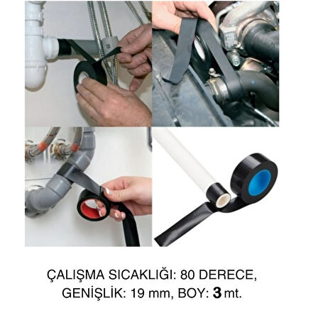 Süper Güçlü Eriyen Bant (su Geçirmez Yanmaz Yapışkanlı Yalıtım Bandı 1 ADET 3 Mt -2 Cm) Tamir Bandı