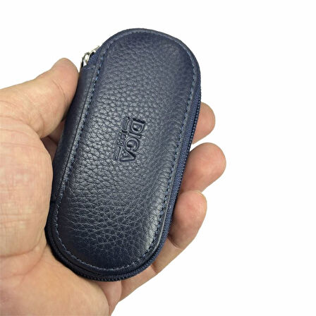 Hakiki Deri Fermuarlı Anahtarlık Şık ve Fonksiyonel Lacivert