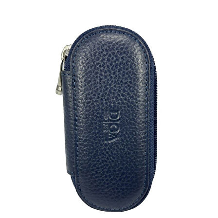 Hakiki Deri Fermuarlı Anahtarlık Şık ve Fonksiyonel Lacivert