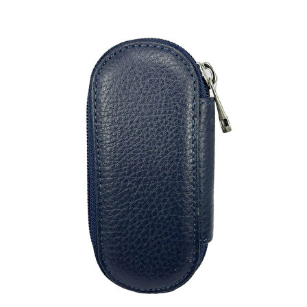 Hakiki Deri Fermuarlı Anahtarlık Şık ve Fonksiyonel Lacivert