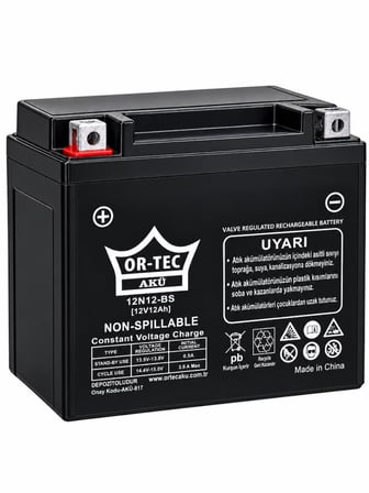 OR-TEC 12V 12Ah (12N12-BS) Benzinli Motosiklet Aküsü 