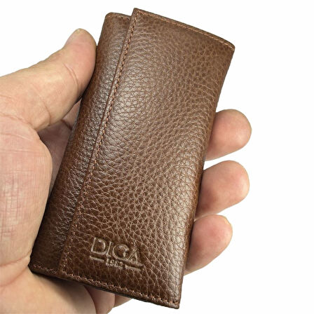 Hakiki Deri Organizer Dikey Anahtarlık Taba